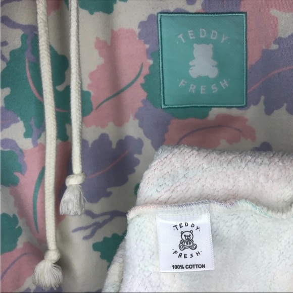 Teddy Fresh 1.0 SOLD OUT/RARE Size M Pastel Muted Camo Leaves Hoodie 2019 - Picture 11 of 16
